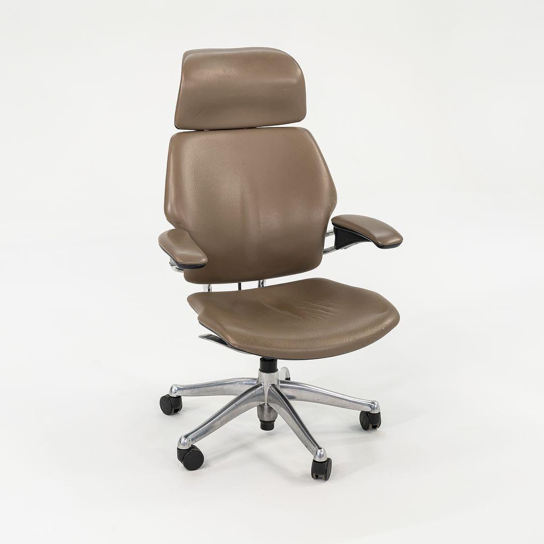 2000s Niels Diffrient for Humanscale Freedom Desk Chair in Dark Tan Leather 2