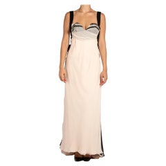 2000S NINA RICCI Pink & Gray Silk Chiffon Deconstructed Gown