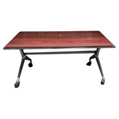2000s Office Desk Rosewood Aluminum Style of Herman Miller