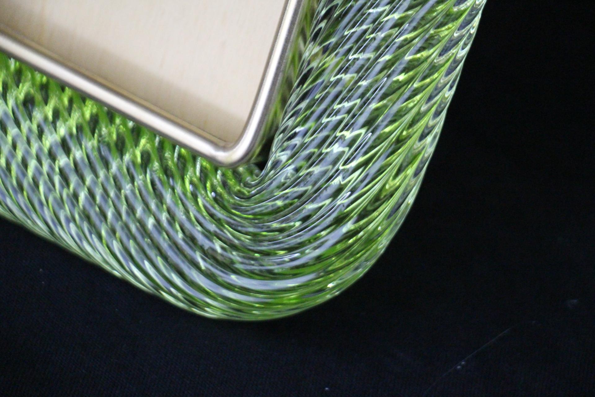 2000's Olive Green Twisted Murano Glass and Brass Photo Frame by Barovier e Toso 4