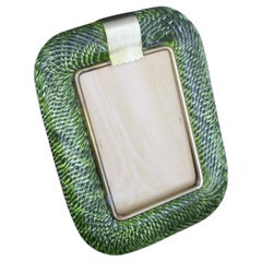 2000's Olive Green Twisted Murano Glass and Brass Photo Frame by Barovier e Toso