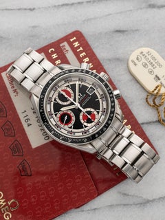 2000s Omega Speedmaster Date 3210.52.00 Stainless Steel Black Red Dial Auto 40mm