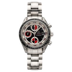 2000s Omega Speedmaster Date 3210.5200 Steel Red Black Silver Dial Auto 40 mm