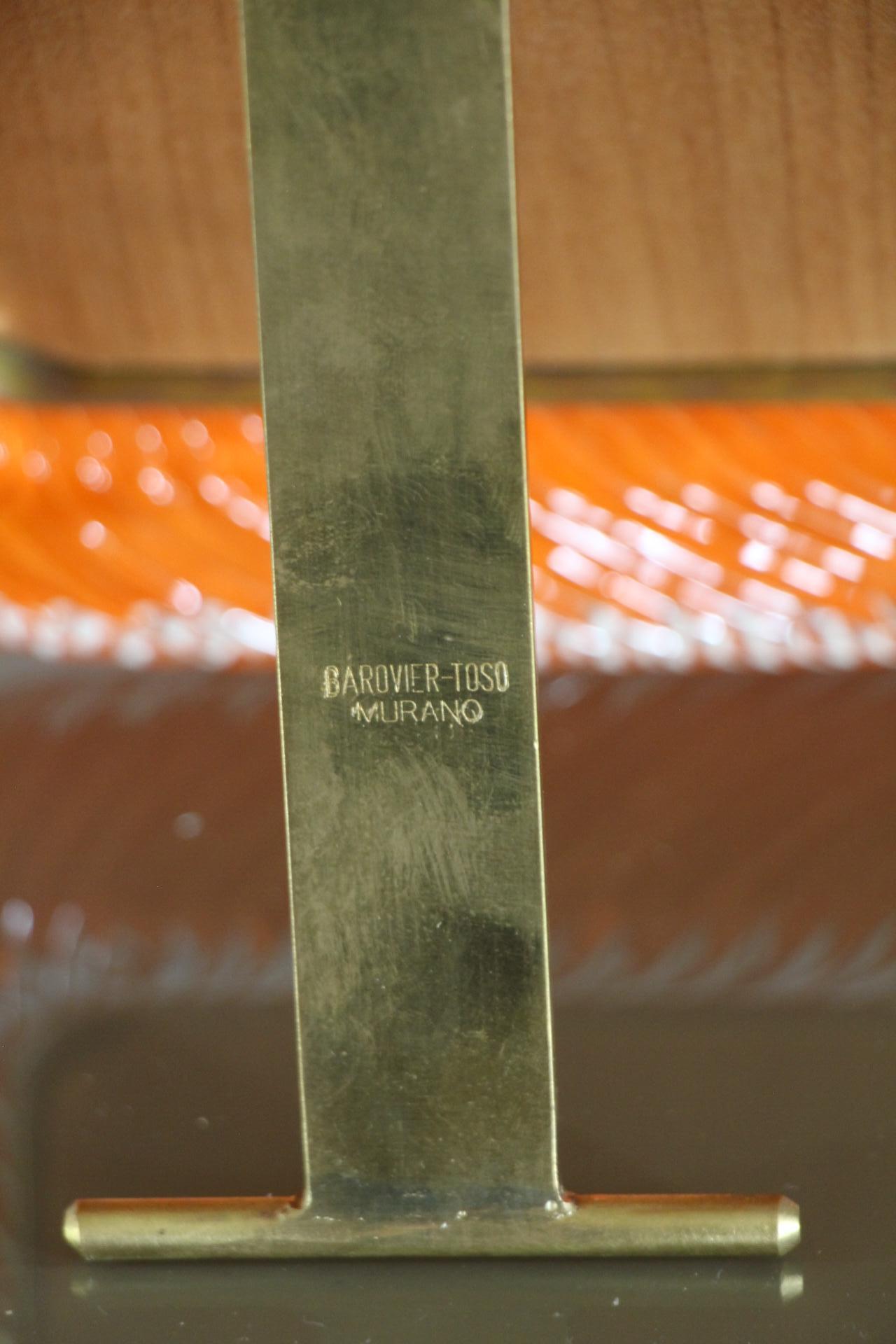 Portafoto arancione del 2000 in vetro di Murano ritorto e ottone di Barovier&Toso in vendita 3