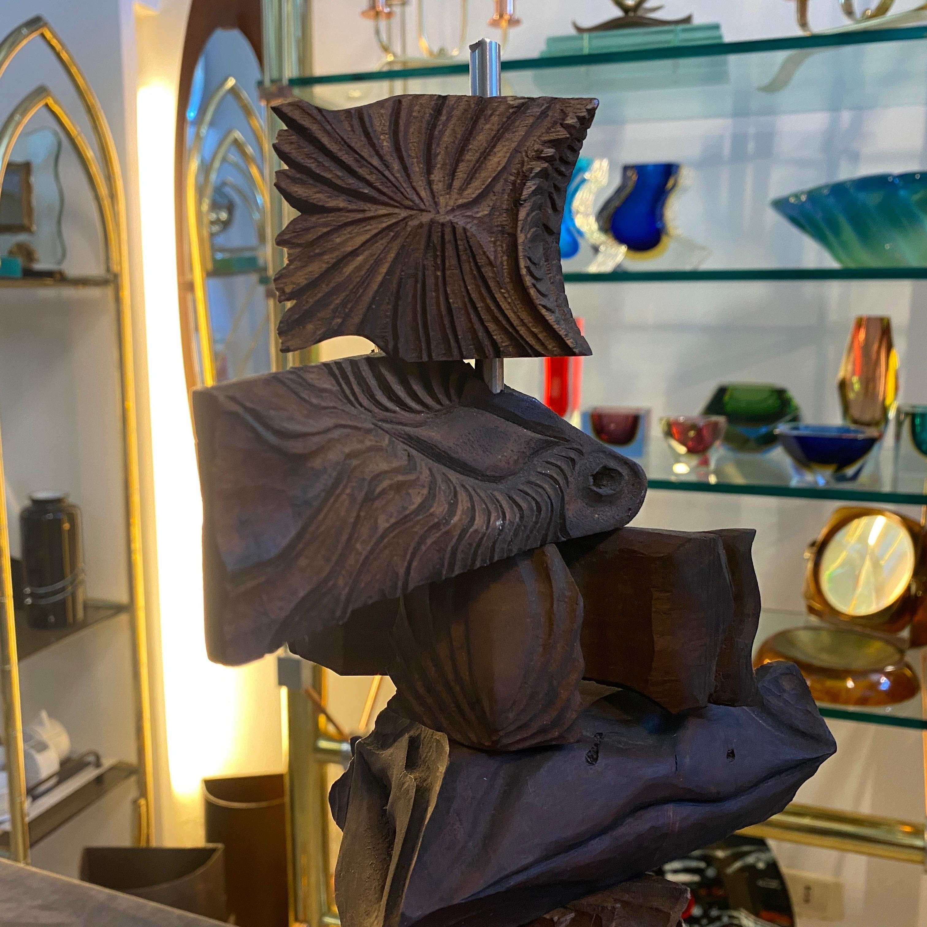 2000s Organic Modern Movable Hand-Carved Sicilian Wood Sculpture by Sciacca For Sale 3