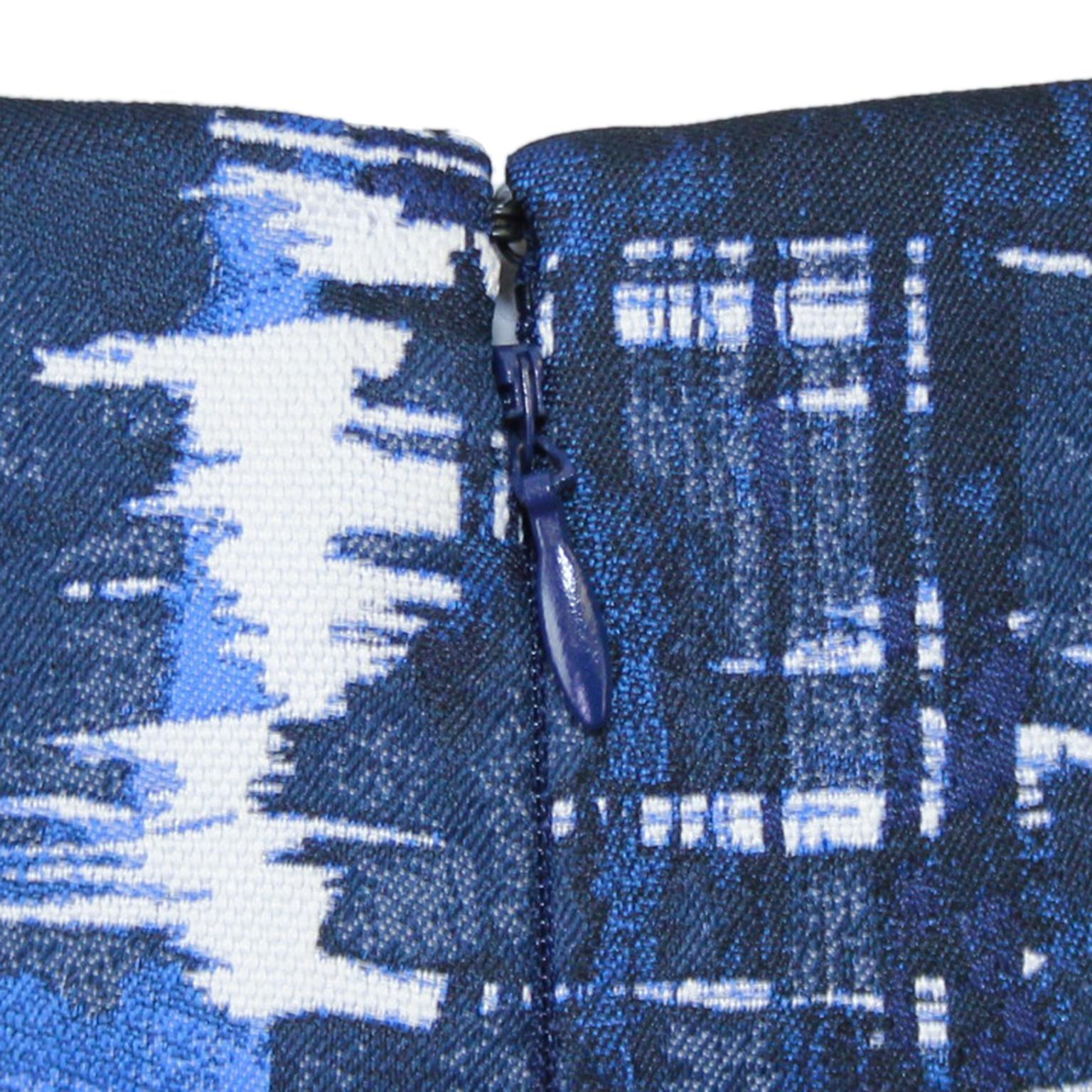 2000s Oscar De La Renta Blue Abstract Skirt For Sale 2