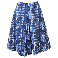 2000s Oscar De La Renta Blue Abstract Skirt