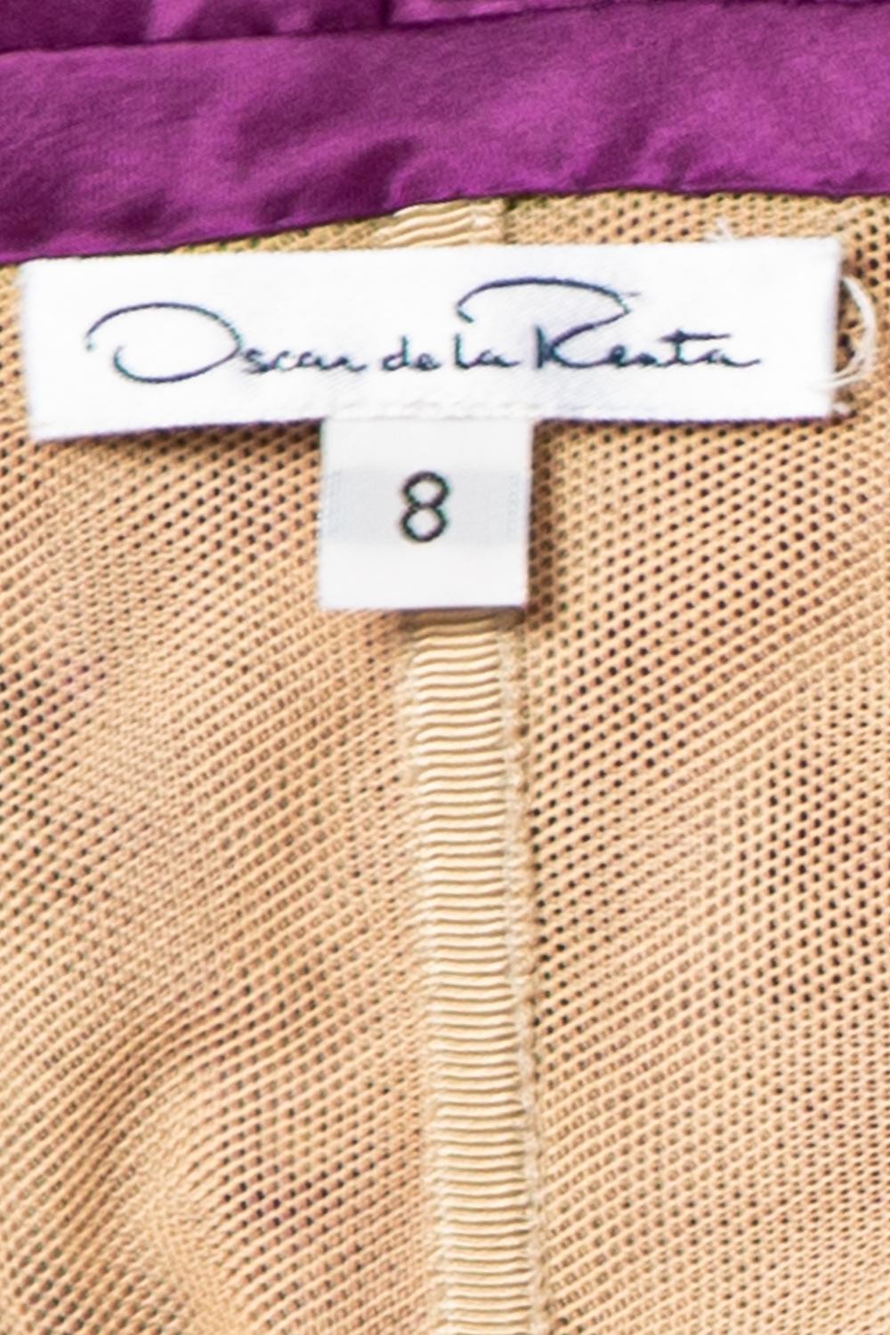 2000S OSCAR DE LA RENTA Egplant Purple Silk Faille One Shoulder Cocktail Dress For Sale 4