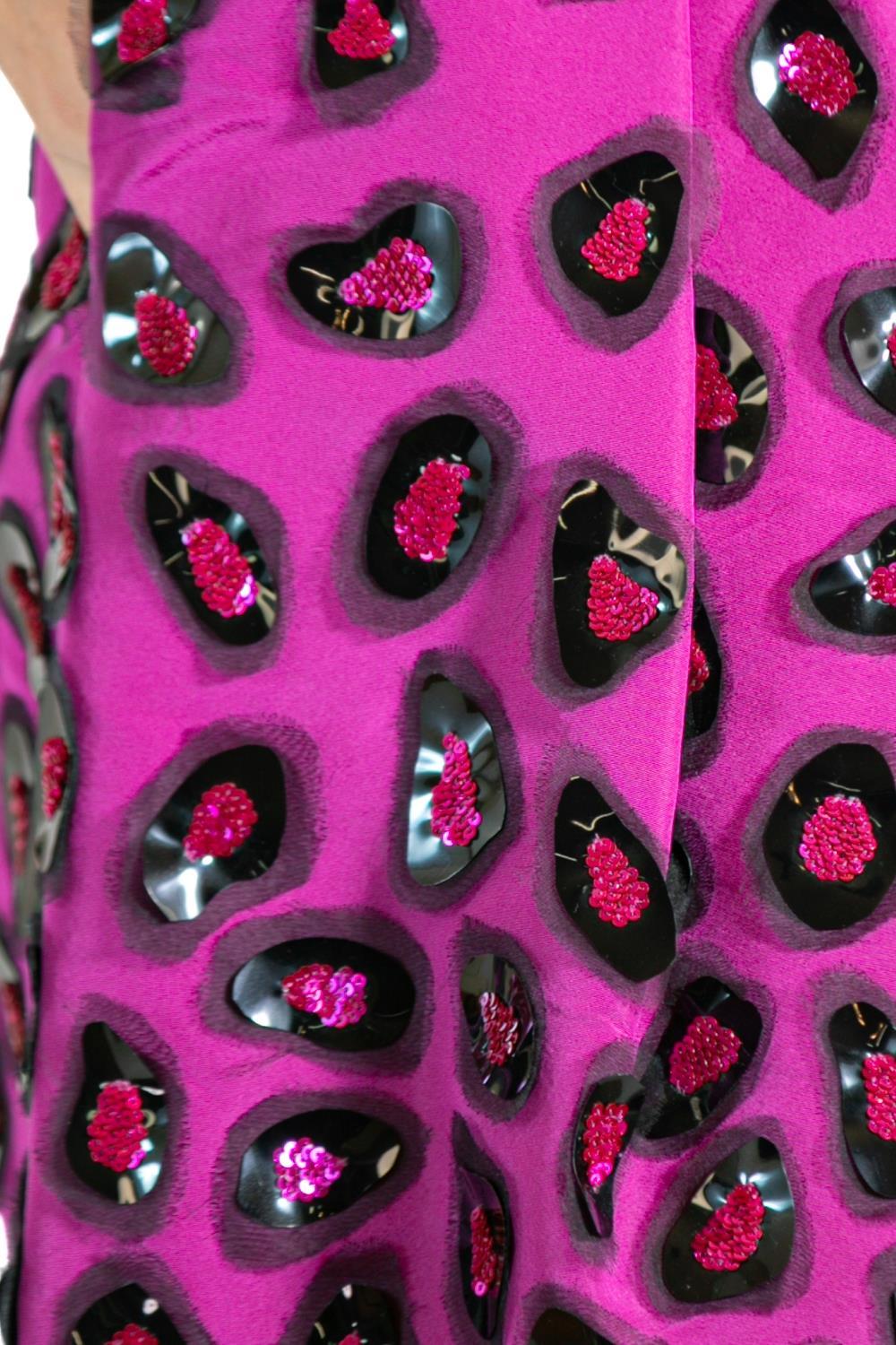 2000S OSCAR DE LA RENTA Purple Cheetah Silk Dress For Sale 6