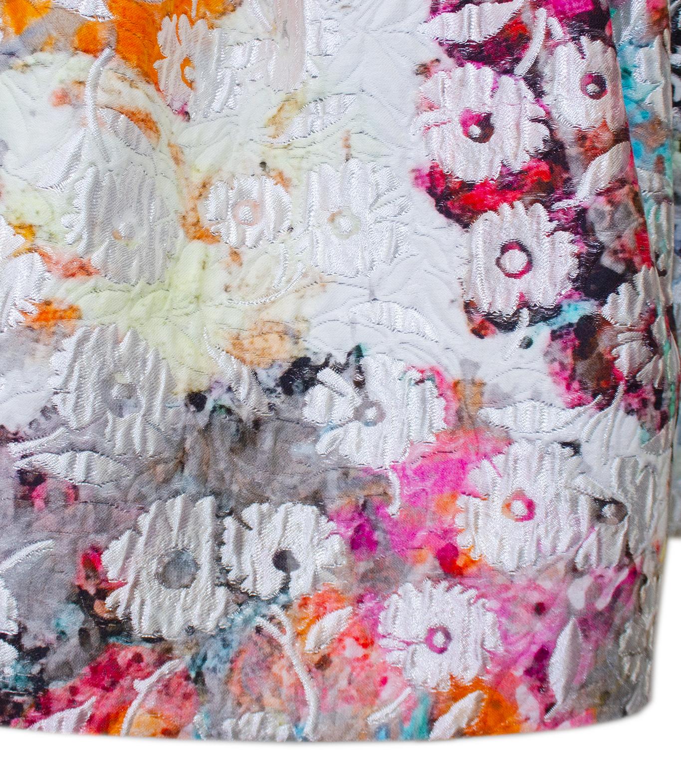 Women's 2000s Oscar De La Renta Watercolor Flower Skirt For Sale