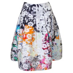 2000s Oscar De La Renta Watercolor Flower Skirt