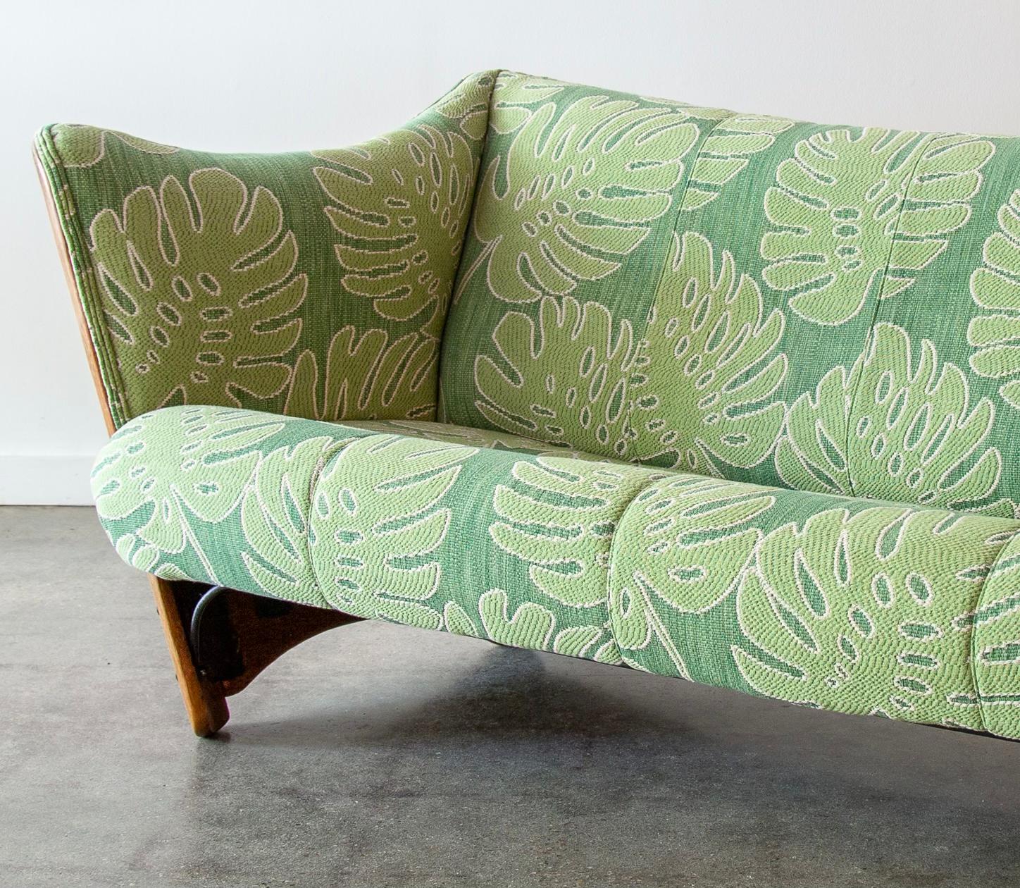 Fabric 2000s Pacific Green Cayenne Loveseat Sofa in new Palm Leaf Upholstery Palm wood