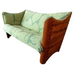 2000er Pacific Green Cayenne Loveseat Sofa in neuer Palm Leaf Polsterung Palm wood
