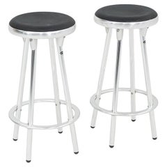 2000s Pair of Indecasa Aluminum Counter Stools for DWR by Joan Casas i Ortinez