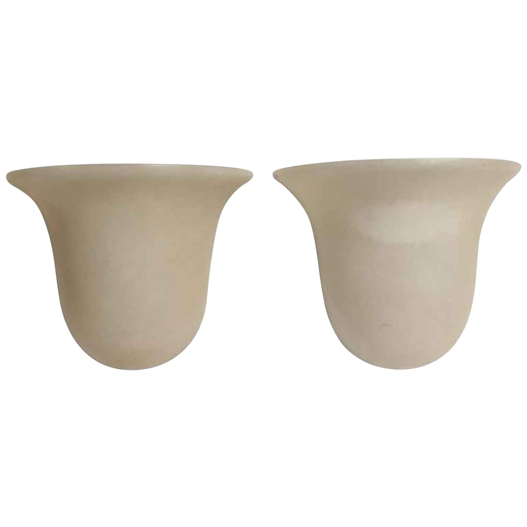 2000s Pair of Modern Alabaster Beige and Tan Wall Sconces For Sale