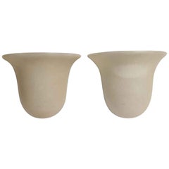2000s Pair of Modern Alabaster Beige and Tan Wall Sconces
