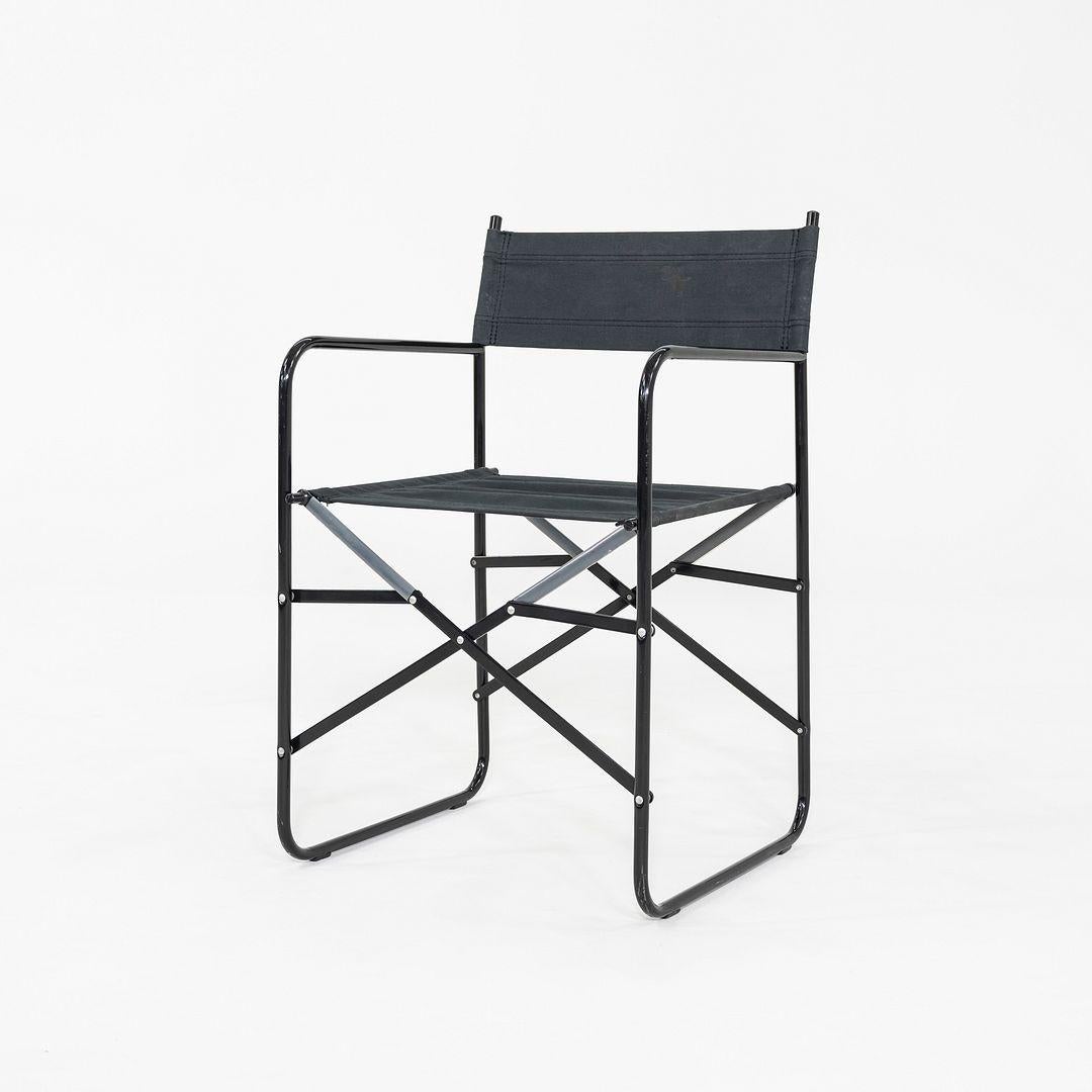 Paire de fauteuils directoriaux pliants modernes des années 2000, en noir et tapisserie d'ameublement en toile en vente 3