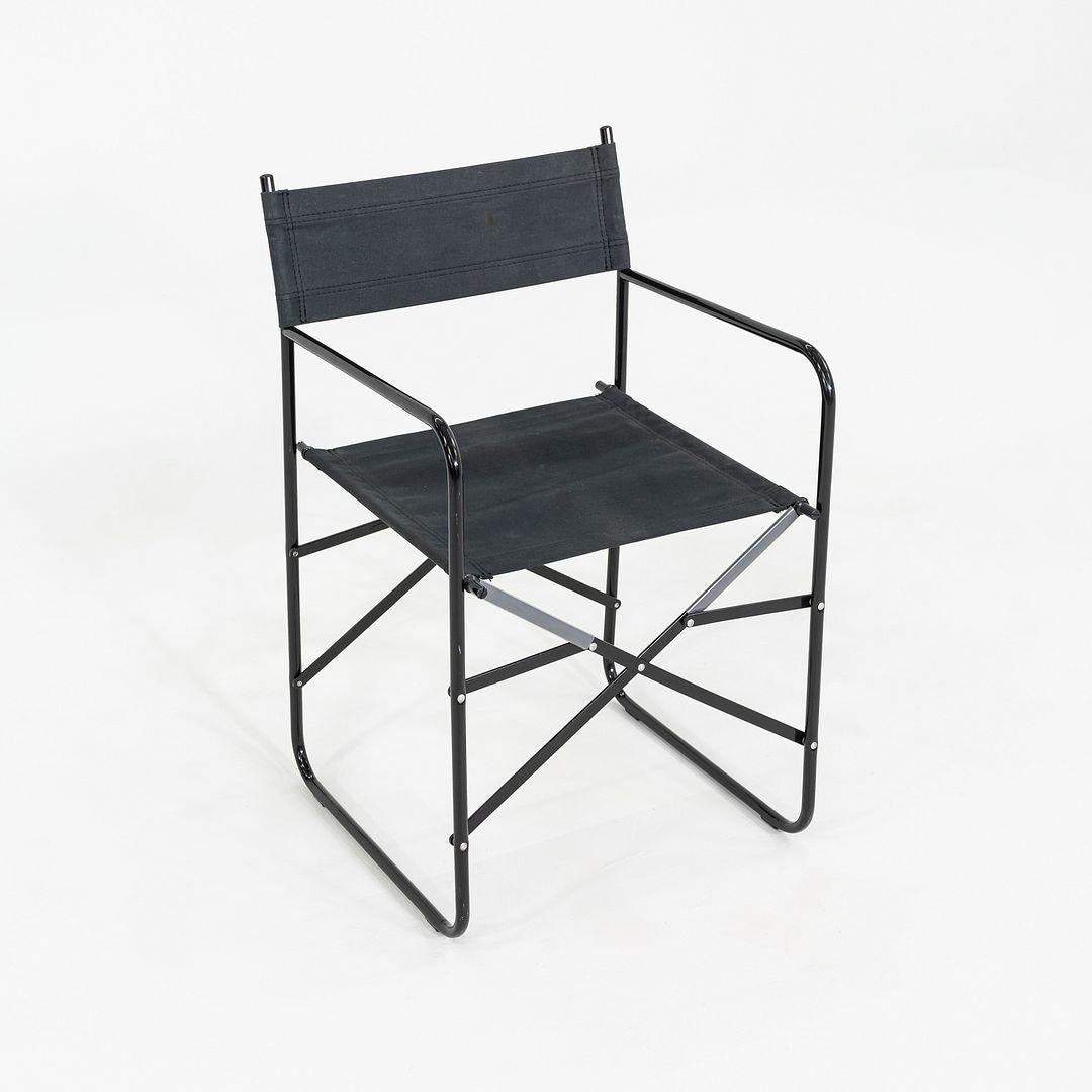Paire de fauteuils directoriaux pliants modernes des années 2000, en noir et tapisserie d'ameublement en toile en vente 4