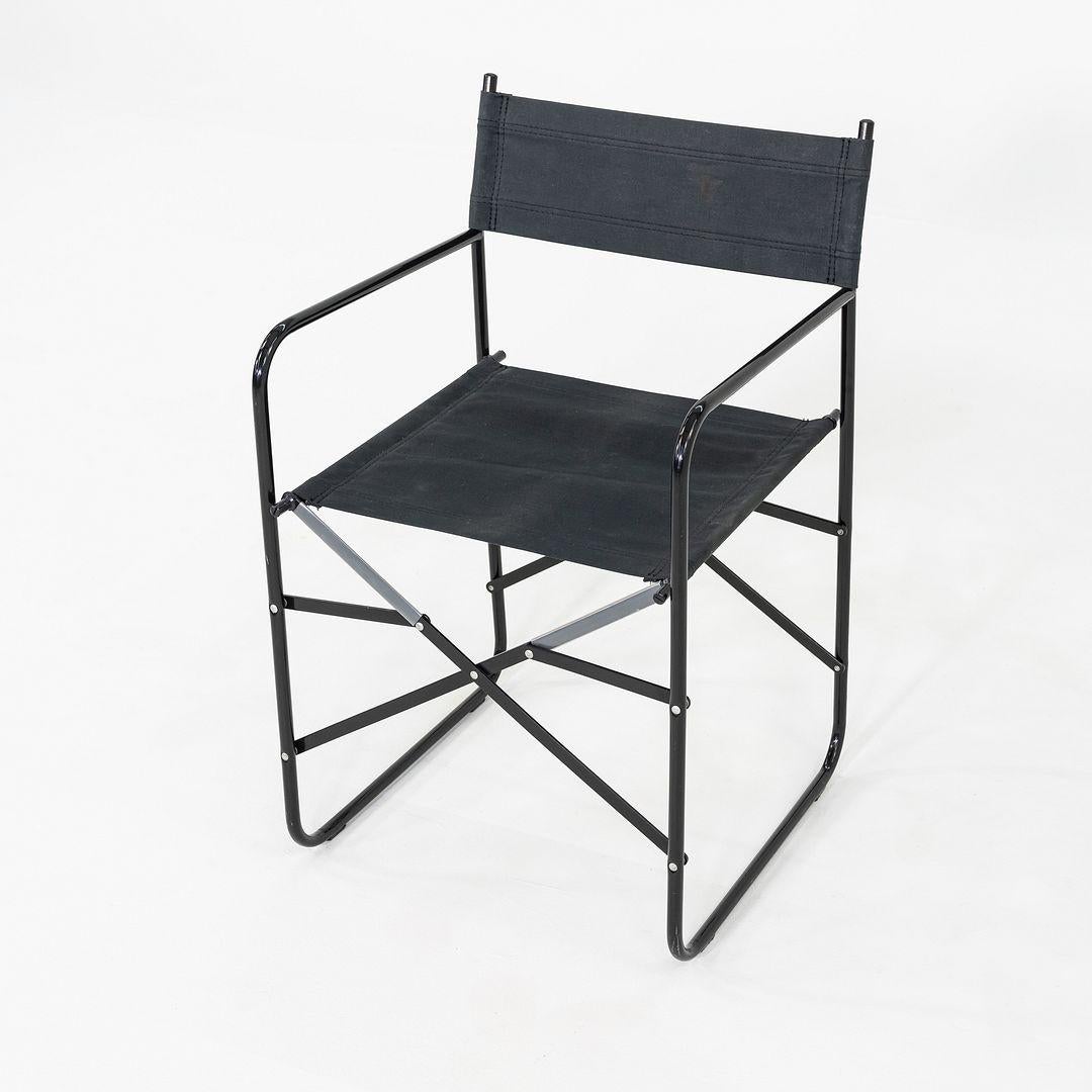 Paire de fauteuils directoriaux pliants modernes des années 2000, en noir et tapisserie d'ameublement en toile en vente 5