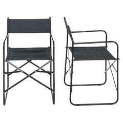 Paire de fauteuils directoriaux pliants modernes des années 2000, en noir et tapisserie d'ameublement en toile