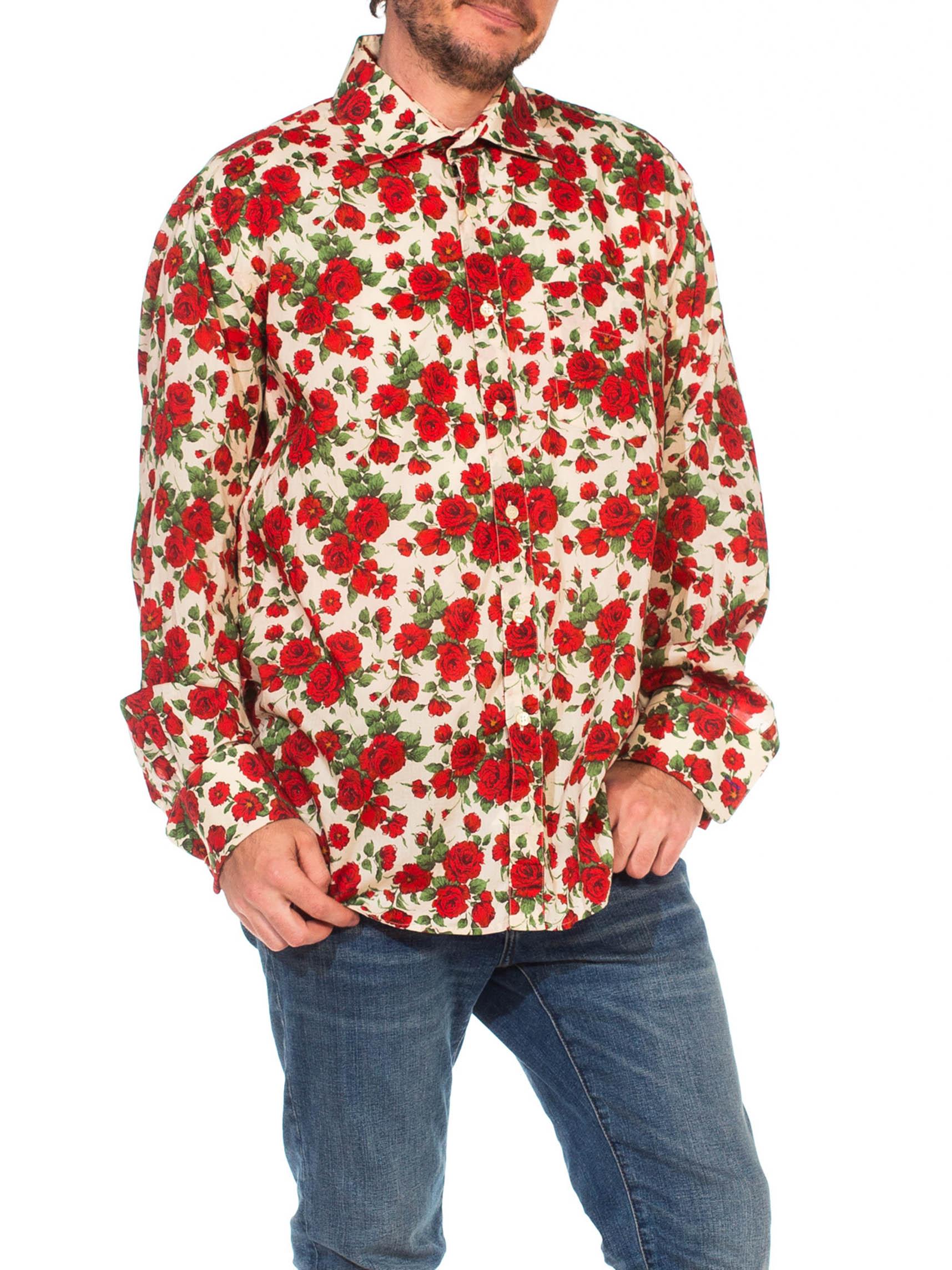 PAUL SMITH - Manchette française à manches longues en coton à imprimé floral rouge et rose, pour hommes, années 2000 Pour hommes en vente