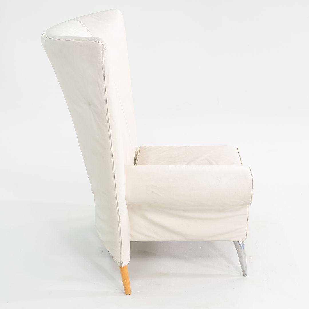 Italian 2000s Philippe Starck Driade Aleph Royalton Lounge Chair & Ottoman White Leather For Sale