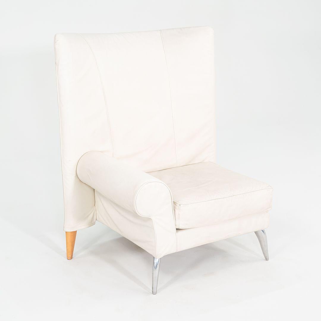 Contemporary 2000s Philippe Starck Driade Aleph Royalton Lounge Chair & Ottoman White Leather For Sale