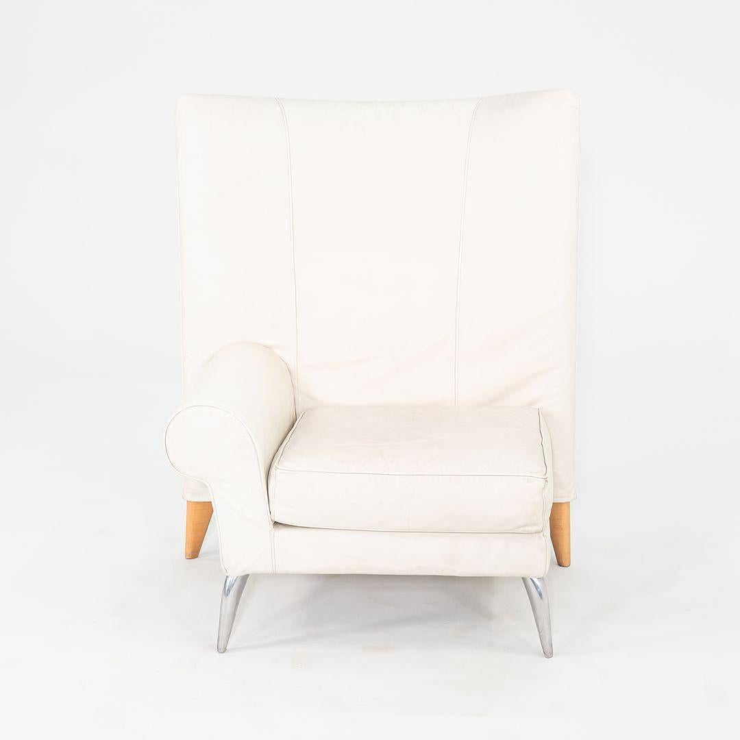 2000s Philippe Starck Driade Aleph Royalton Lounge Chair & Ottoman White Leather For Sale 1