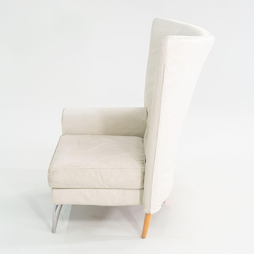 2000s Philippe Starck Driade Aleph Royalton Lounge Chair & Ottoman White Leather For Sale 2