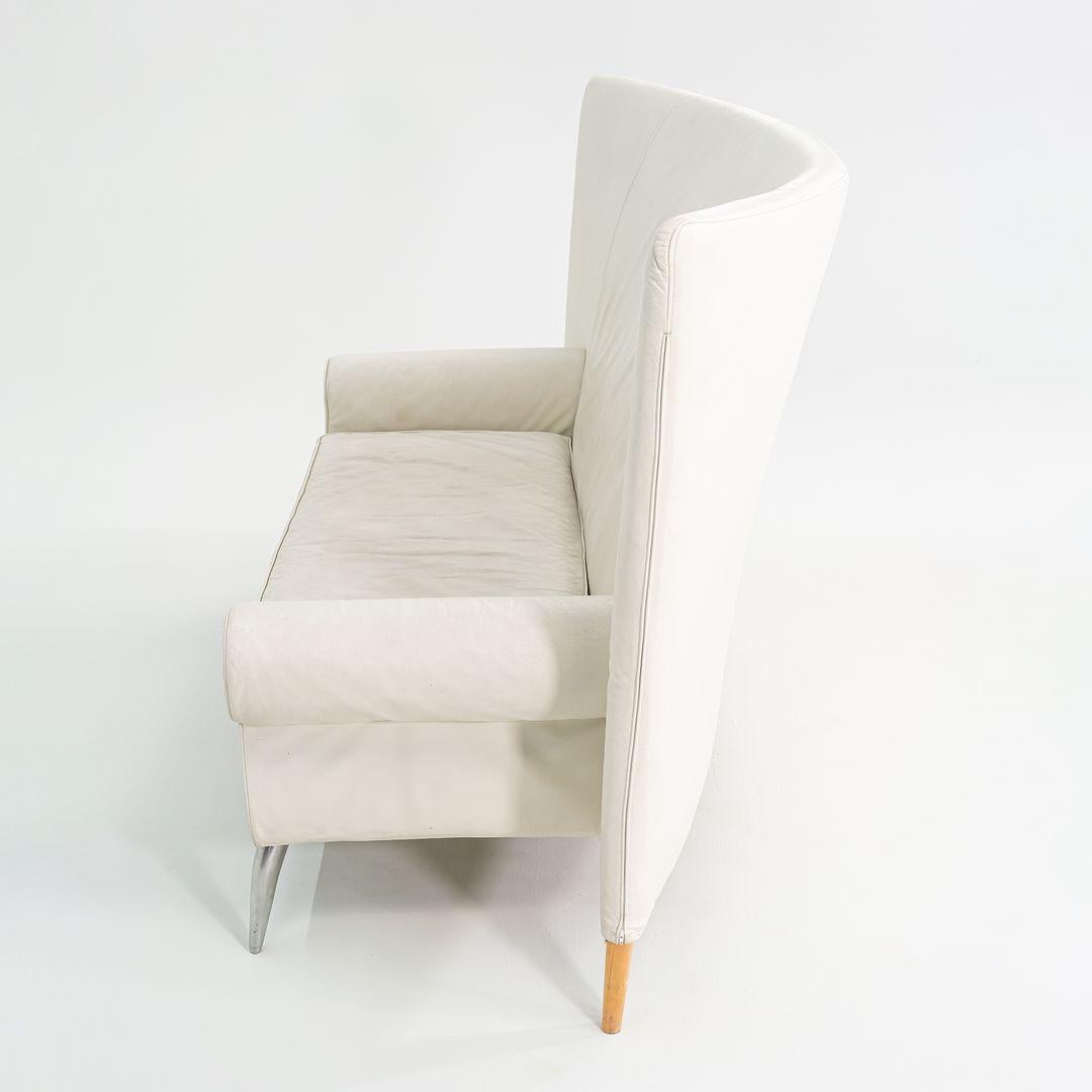 2000s Philippe Starck para Driade Aleph Sofá de tres plazas Royalton de cuero blanco Siglo XXI y contemporáneo en venta