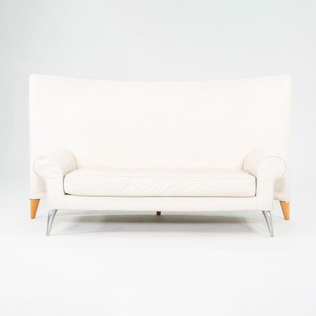 2000s Philippe Starck para Driade Aleph Sofá de tres plazas Royalton de cuero blanco en venta 1