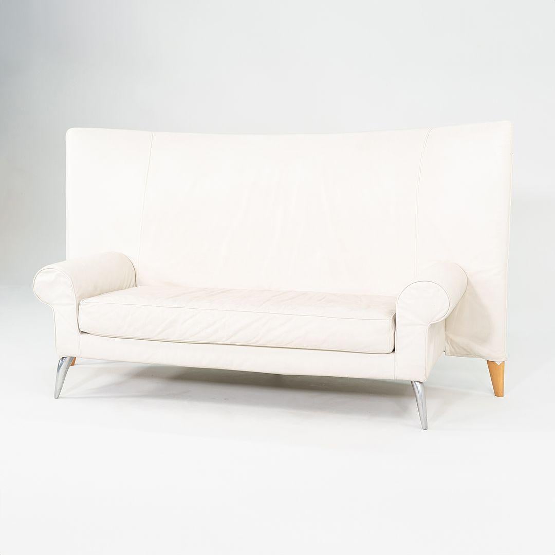 2000s Philippe Starck para Driade Aleph Sofá de tres plazas Royalton de cuero blanco en venta 2