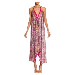 2000S Pink, Peach & Blue Satin Scarf Dress