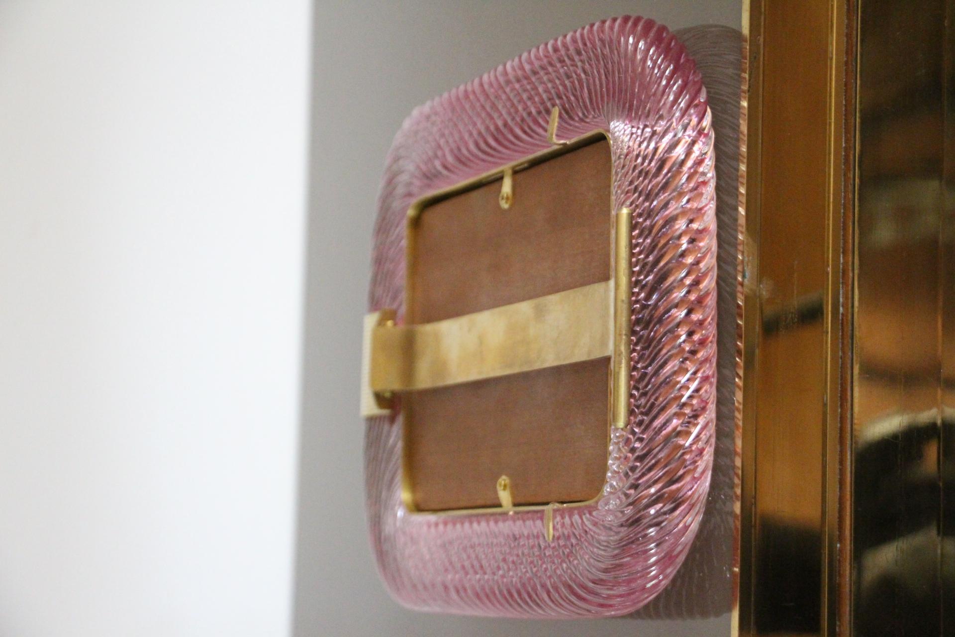 Cadre photo torsadé rose des années 2000 en verre de Murano et laiton de Barovier e Toso en vente 4