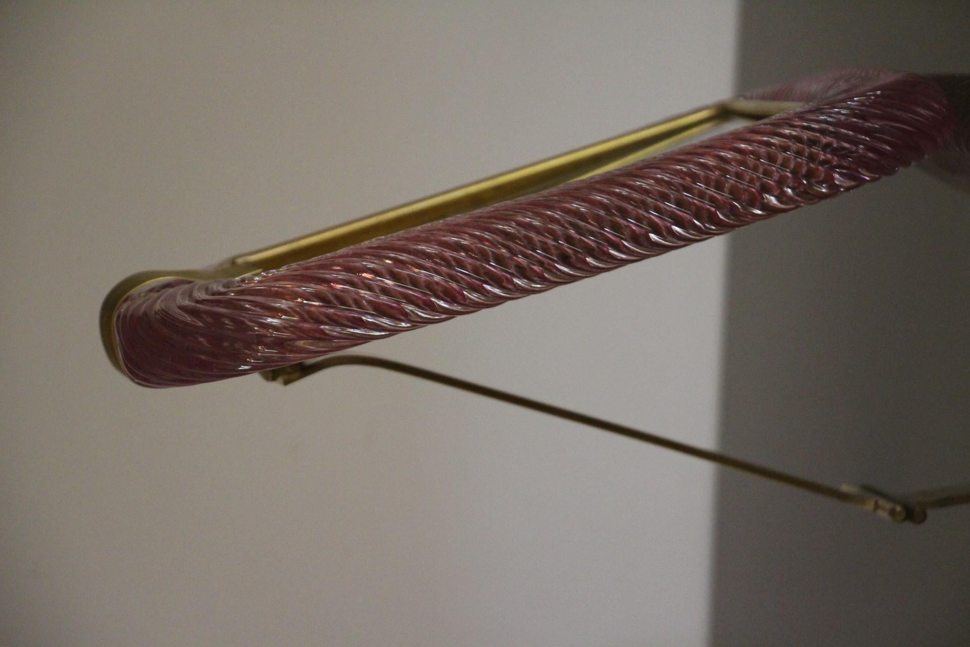 Fait main Cadre photo torsadé rose des années 2000 en verre de Murano et laiton de Barovier e Toso en vente