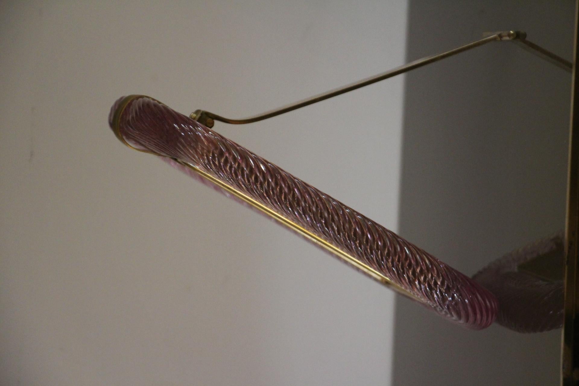 Cadre photo torsadé rose des années 2000 en verre de Murano et laiton de Barovier e Toso Excellent état - En vente à Saint-Ouen, FR