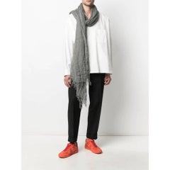 2000s Plantation by Issey Miyake grey linen scarf