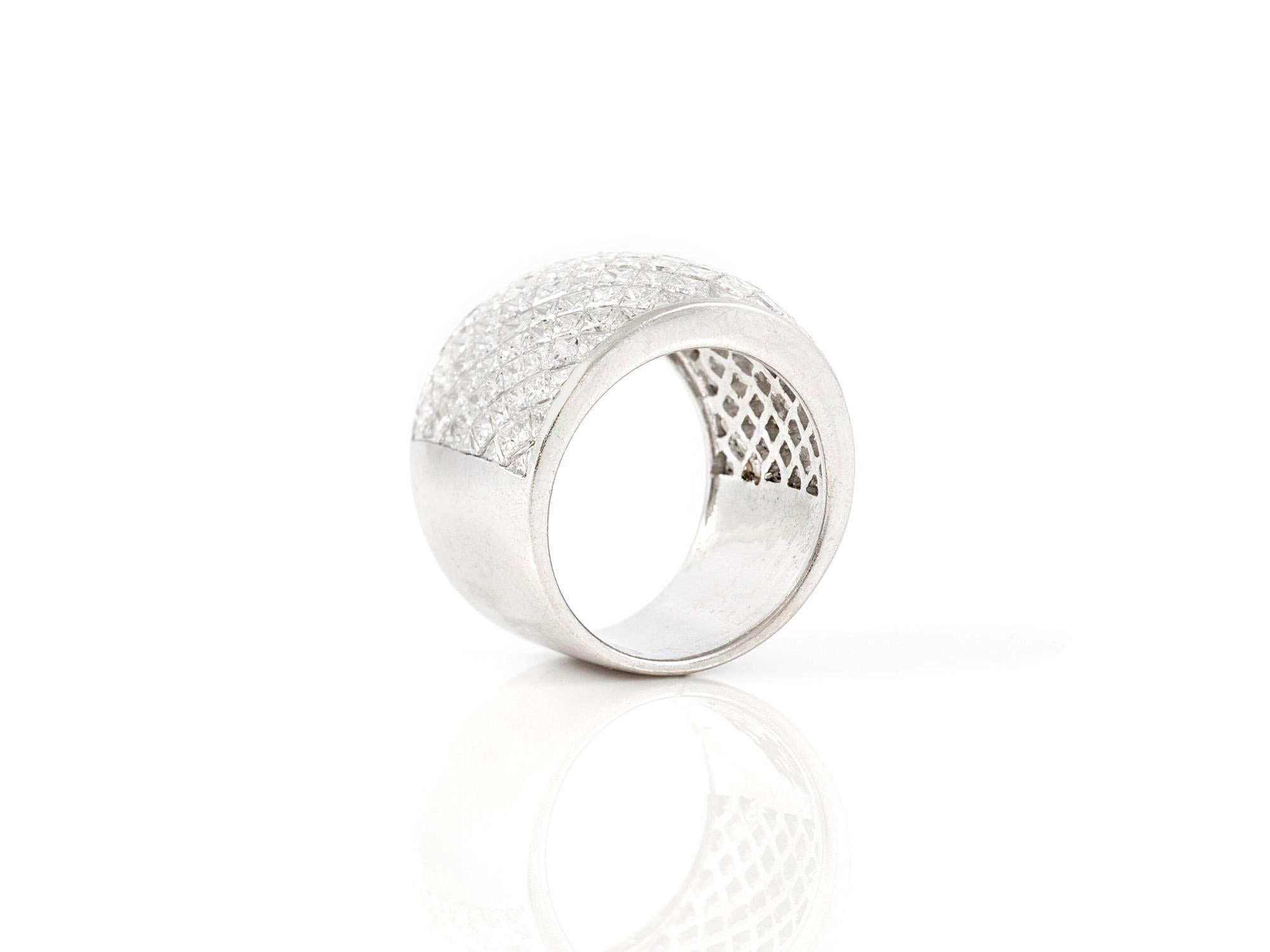 2000s Platinum with 6.65 Carat Square Cut Diamond Wide Half Wedding Band In Excellent Condition In New York, NY