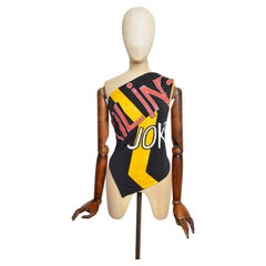 2000's Plein Sud Asymmetric Slogan One Shoulder Gelbes Top - T-shirt