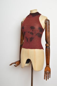 2000’s PLEIN SUD Vintage Burgundy Cinnamon Red Woven Knit Crop Top