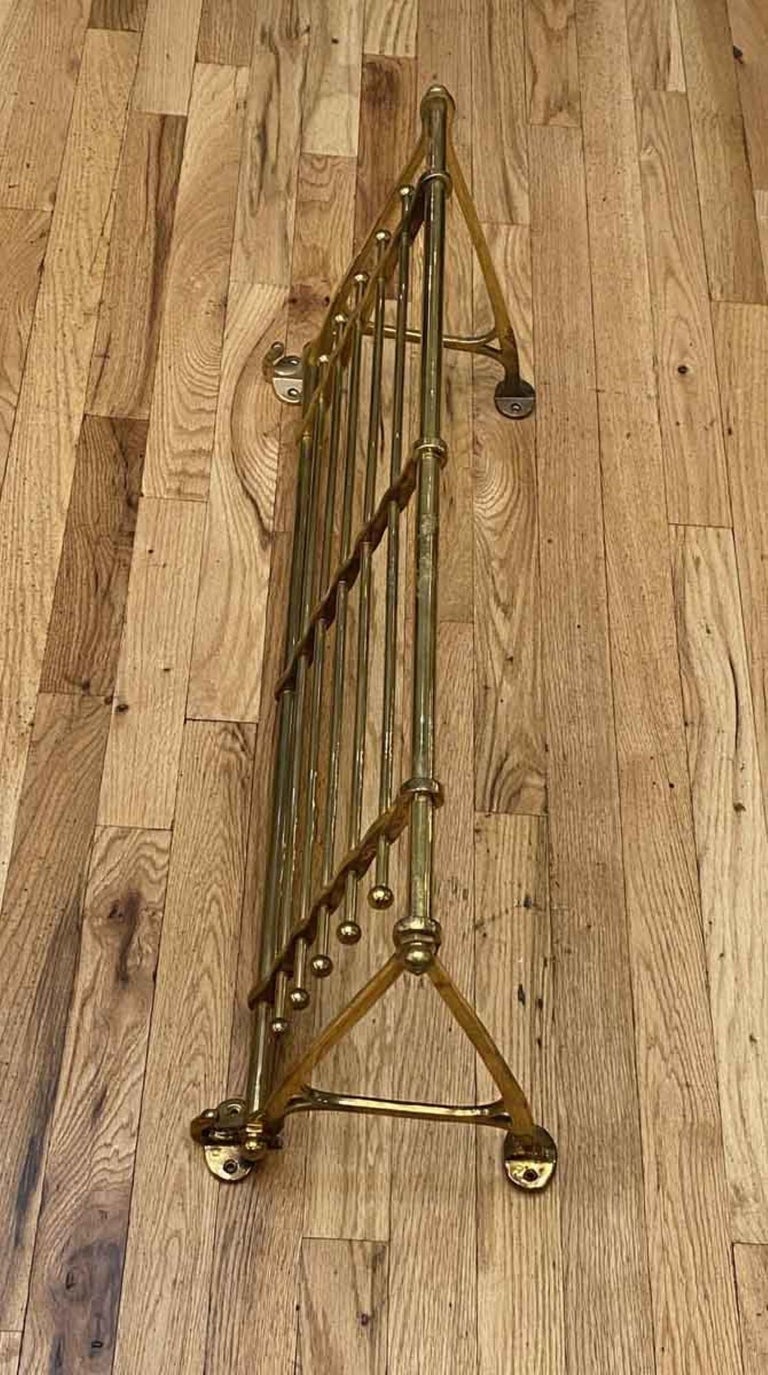 2000s Polished Brass Train Luggage Rack, Industrial Style For Sale at
