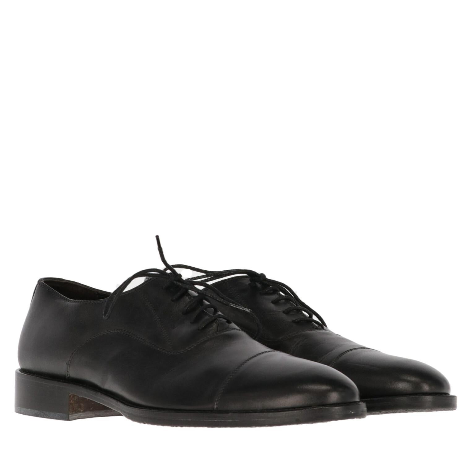 Men's 2000s Pollini Black Leather Oxford Shoes