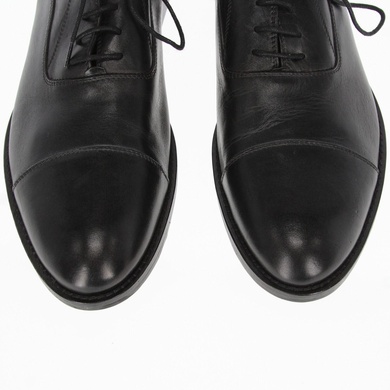2000s Pollini Black Leather Oxford Shoes For Sale 1