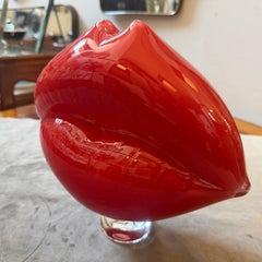2000s Postmodern Red and Clear Murano Glass Sculpture for Dior Home