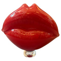 2000s Postmodern Red and Clear Murano Glass Sculpture for Dior Home