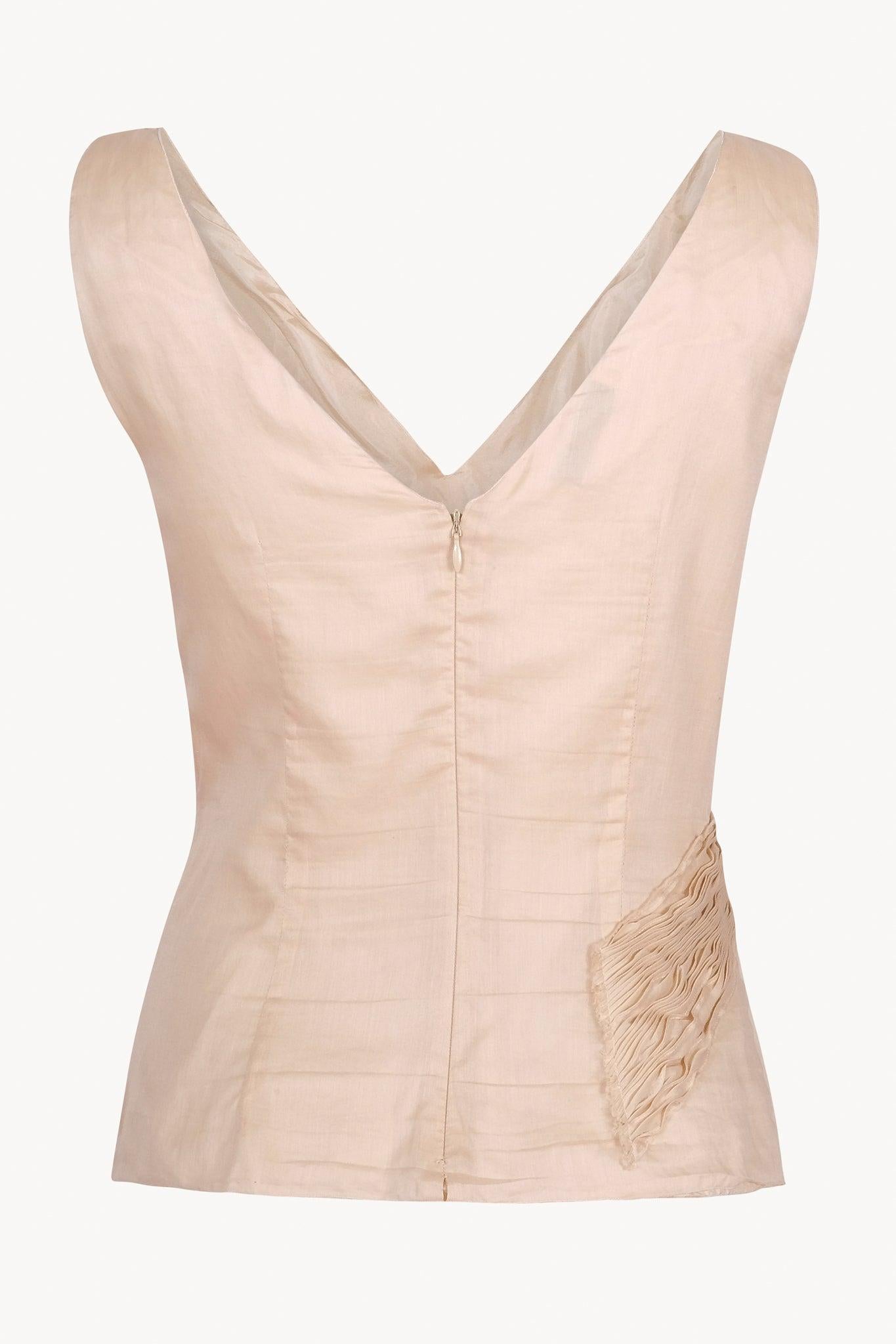 2000s Prada Beige Pleated Tank In Good Condition In Brooklyn, NY