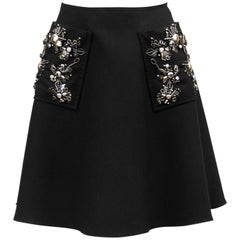 2000s Prada Black Hand Beaded Embellished Skirt