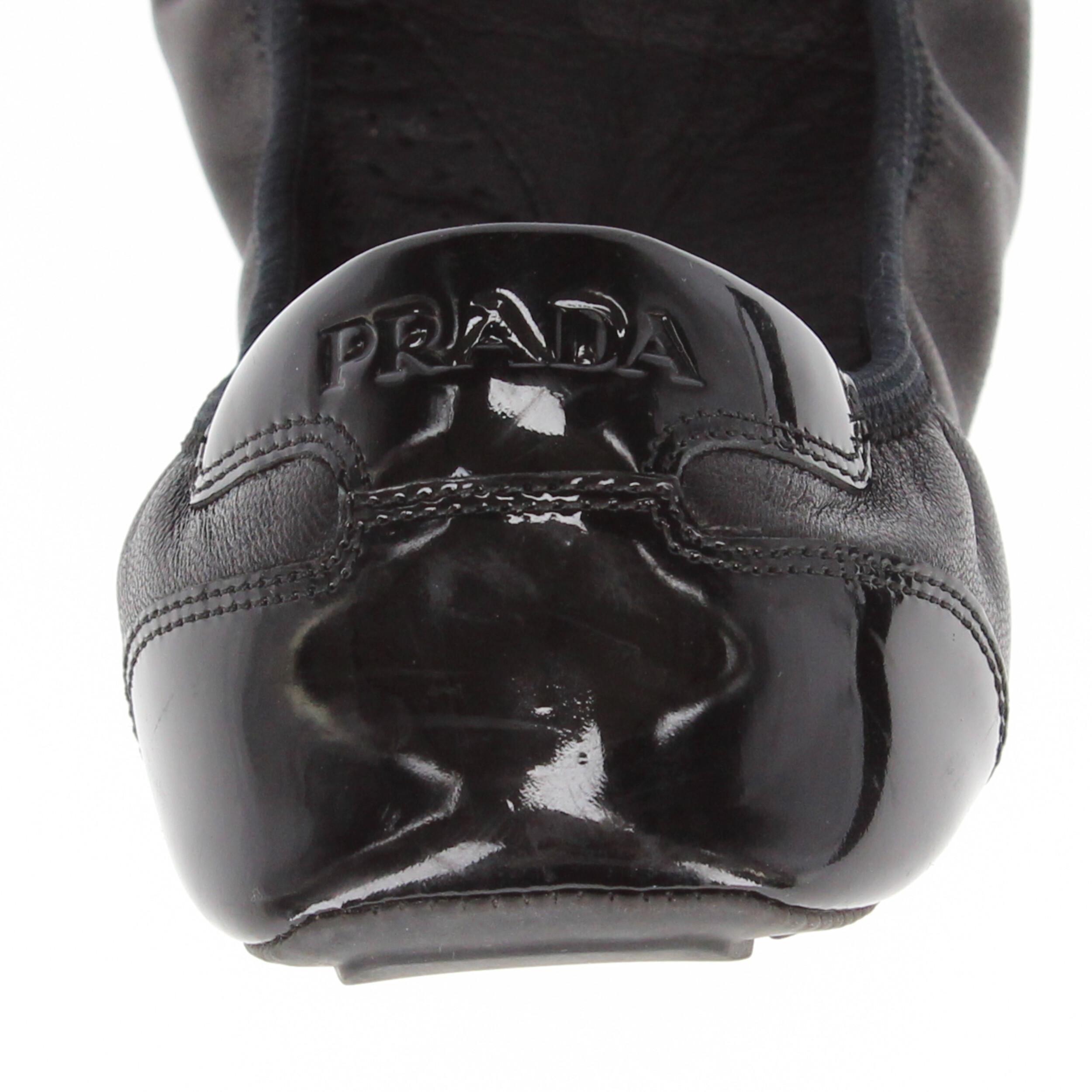 2000s Prada Black Leather Ballet Flats 3