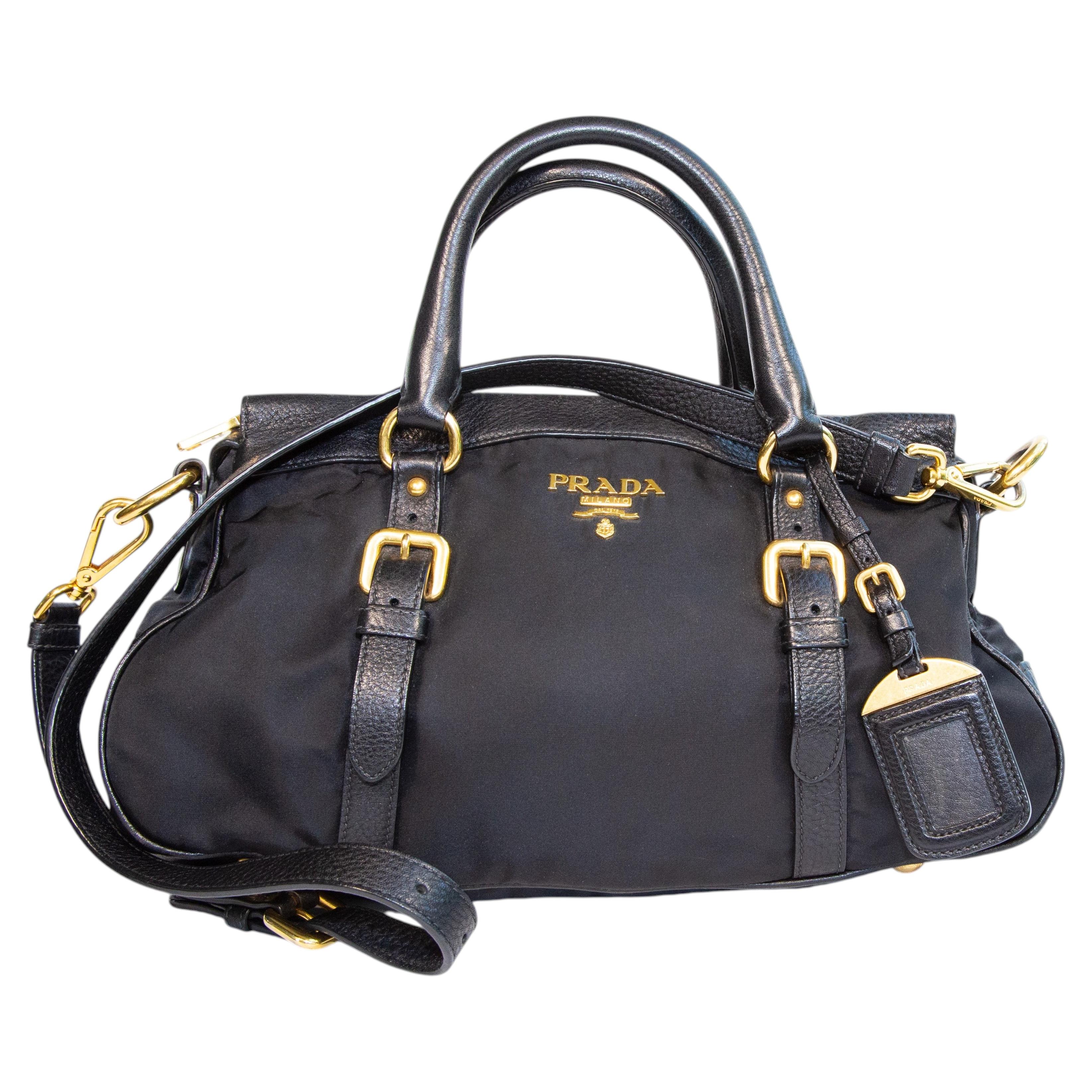 Prada 1990s Mini Black Leather Handbag at 1stDibs | prada box for