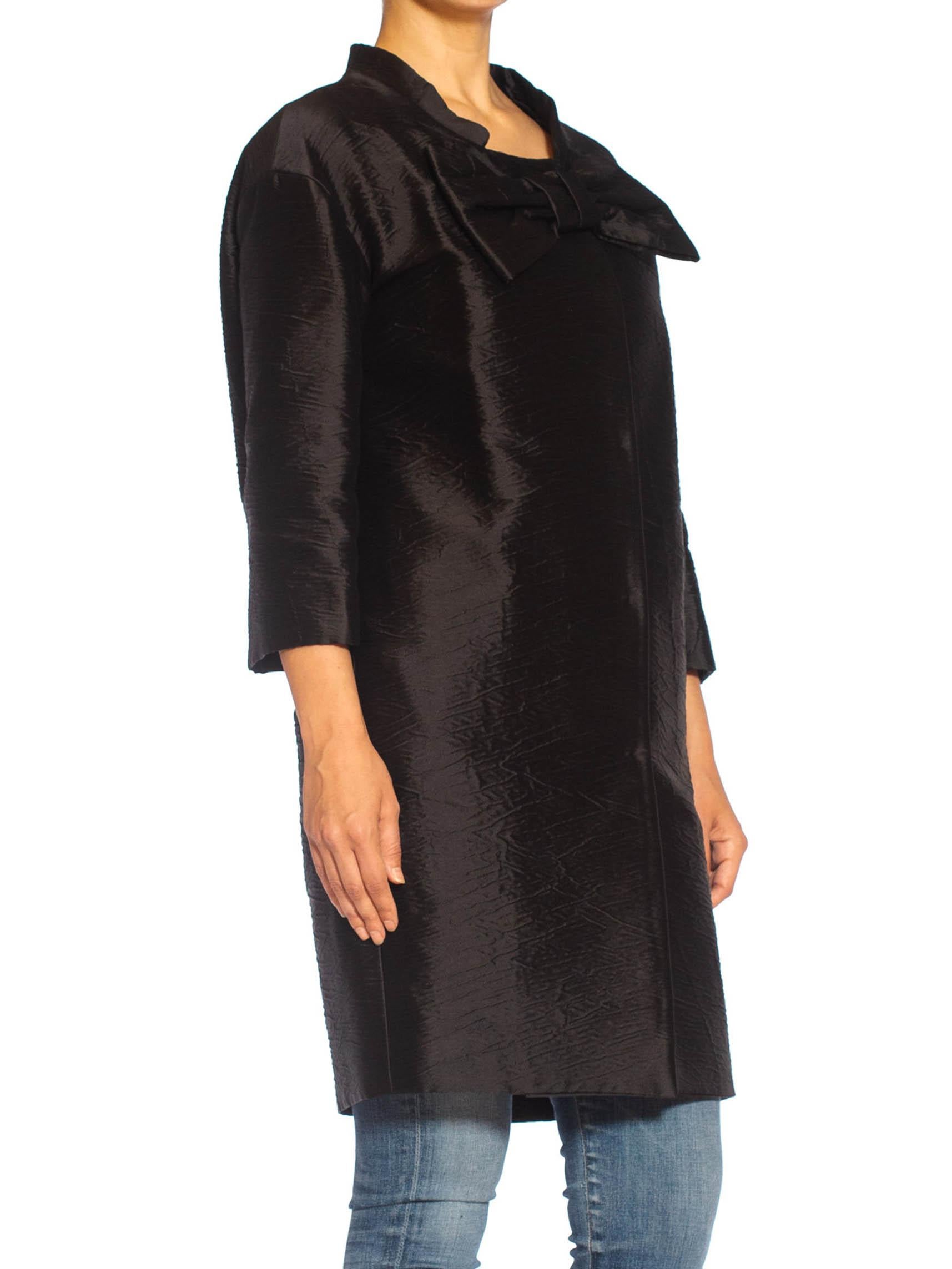 2000S PRADA Black Silk & Nylon Oversized Balenciaga Style Opera Coat With Giant In Excellent Condition In New York, NY
